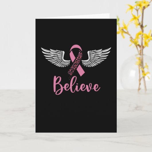 乳信じ癌がピンクのリボンの贈り物をサポート カード (黄色い花)
