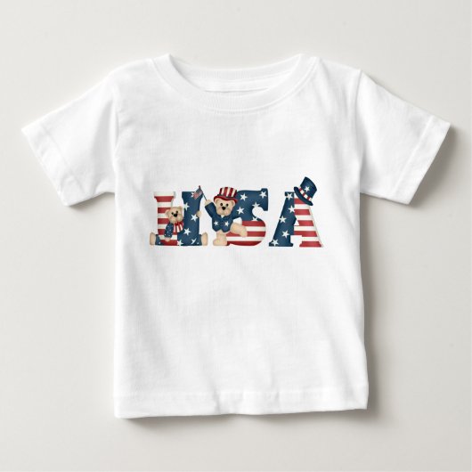 乳児のUSAテディベアーズTシャツ ベビーTシャツ (正面)