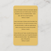 乳児イエスオブプラハノヴェナ祈りの言葉カード 名刺 (裏面)