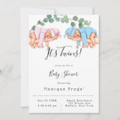 乳児ガールボーイMommy's Arm It's Twins Baby Shower 招待状 (正面)
