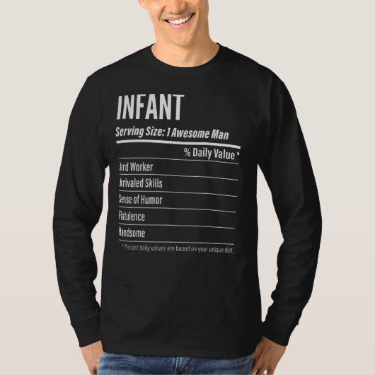 乳児サービングサイズ栄養ラベルカロリー Tシャツ (正面)