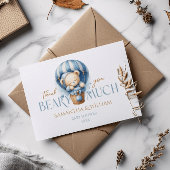 乳児テディベアブルーホットエアバルーン サンキューカード