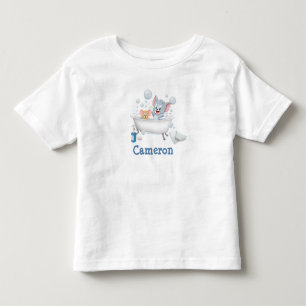 乳児トムとジェリーがお風呂に入る トドラーTシャツ