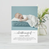 乳児フォトバプテスマ男の赤ちゃんまたは女の子《キリスト教》洗礼式や命名式 招待状 (スタンド正面)