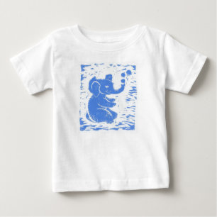 乳児ベビー吹ブルーエレファントのバブルTシャツ ベビーTシャツ