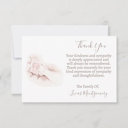 乳児ベビー葬儀写真ありがとう悔やみや弔慰 ノートカード (正面)