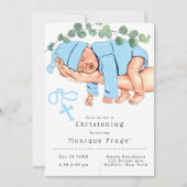 乳児ボーイオンモンミーアームズロザリーブルー《キリスト教》洗礼式や命名式 招待状 (正面)