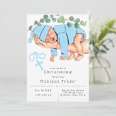 乳児ボーイオンモンミーアームズロザリーブルー《キリスト教》洗礼式や命名式 招待状 (スタンド正面)