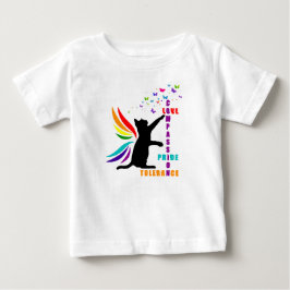 乳児レインボープライドキャットとバタフライシャツ ベビーTシャツ