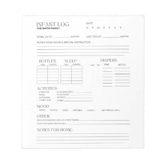 乳児ログ、乳児トラッカー、乳児Nannyログ ノートパッド