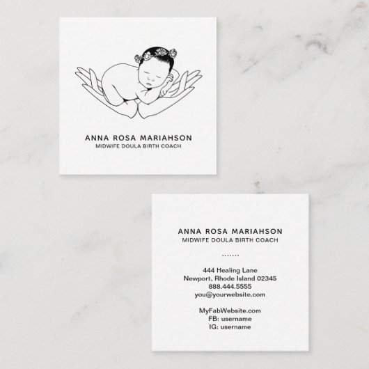 *~*乳児出産助産師妊娠ドゥラナニー スクエア名刺 (正面/裏面)