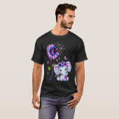 乳児喪失啓発 ピンクとブルーのヒッピーの象 Tシャツ (正面フル)