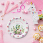 乳児恐竜ピンクと紫の花 ペーパープレート (パーティー)