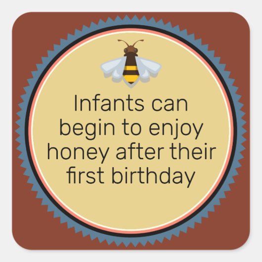 乳児楽しむハニー1警告歳の誕生日 スクエアシール (正面)