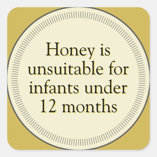 乳児警告ハニー金ゴールド スクエアシール (正面)