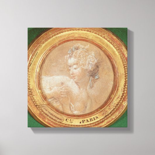 乳房を絞る少女 キャンバスプリント (正面)