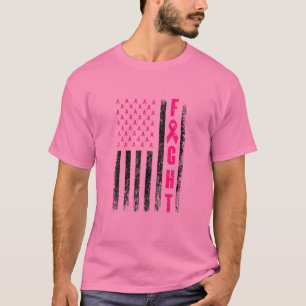 乳房生存者と戦うアメリカ国旗の乳がん Tシャツ