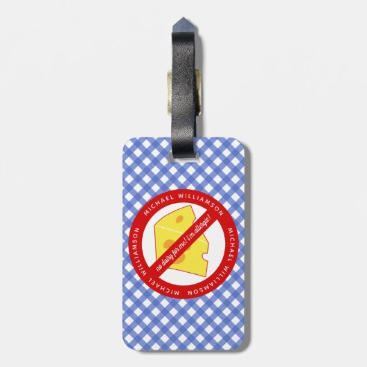 乳業は駄目だ!ブループライド乳製品アレルギ警告ーの ラゲッジタグ (裏面縦)