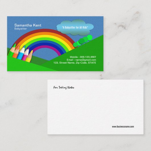 乳母によってすごいカラフルな鉛筆の虹の名刺 名刺 (正面/裏面)