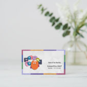 乳母のカラフルで好奇心が強い子供の名刺 名刺 (スタンド正面)