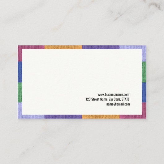 乳母のカラフルで好奇心が強い子供の名刺 名刺 (裏面)