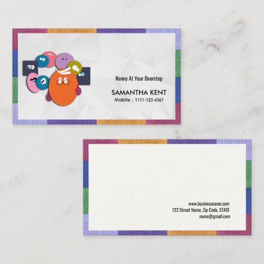 乳母のカラフルで好奇心が強い子供の名刺 名刺 (正面/裏面)