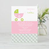 乳母車のピンクはシャワーの招待状を振りかけます 招待状 (スタンド正面)