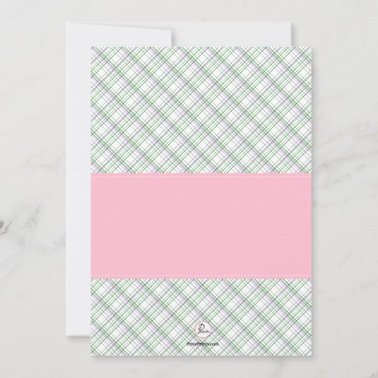 乳母車のピンクはシャワーの招待状を振りかけます 招待状 (裏面)