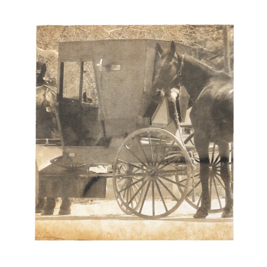 乳母車の前に馬、アミッシュ家に新しい馬を持って来る ノートパッド (正面)