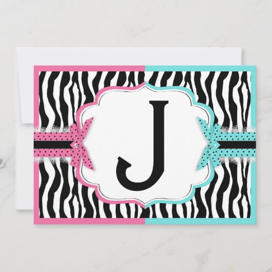 乳母車及びシマウマのプリントの性は2つを明らかにします 招待状 (正面)