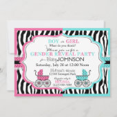 乳母車及びシマウマのプリントの性は2つを明らかにします 招待状 (裏面)