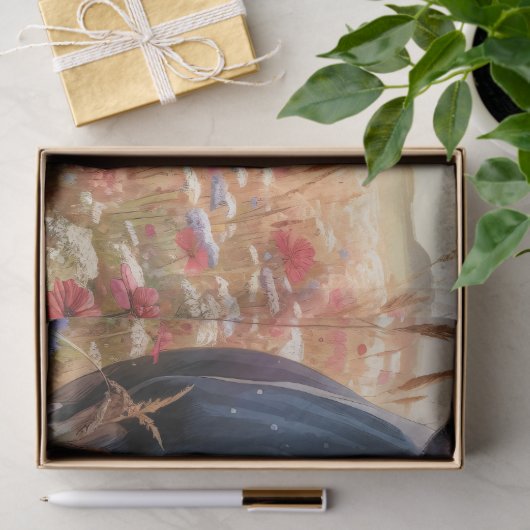 乳牛と子牛の野生の花の減退 薄葉紙 (ギフト)