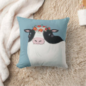 乳牛と赤い花冠 クッション (ブランケット)