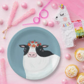 乳牛と赤い花冠 ペーパープレート (パーティー)