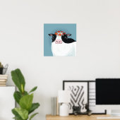 乳牛と赤い花冠 ポスター (ホームオフィス)