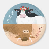 乳牛と赤い花冠 マグネット (正面)