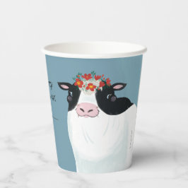 乳牛と赤い花冠 紙コップ