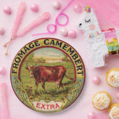 乳牛のピクニックプレートが付いているヴィンテージのフランスのなチーズ ペーパープレート (パーティー)