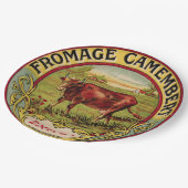 乳牛のピクニックプレートが付いているヴィンテージのフランスのなチーズ ペーパープレート (アングル)