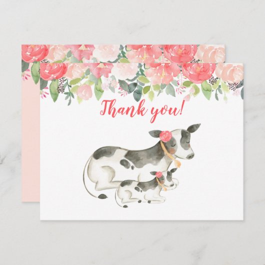 乳牛のフローラ牡丹ありがとう 招待状 (正面/裏面)