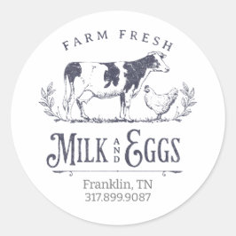 乳牛イラストレーションラベル ラウンドシール
