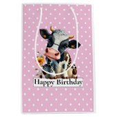 乳牛ハッピーバースデーピンク ミディアムペーパーバッグ (正面)