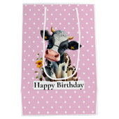 乳牛ハッピーバースデーピンク ミディアムペーパーバッグ (裏面)