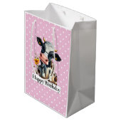 乳牛ハッピーバースデーピンク ミディアムペーパーバッグ (裏面アングル)