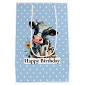 乳牛ハッピーバースデーブルー ミディアムペーパーバッグ (裏面)