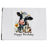 乳牛ハッピーバースデーホワイト ラージペーパーバッグ (正面)
