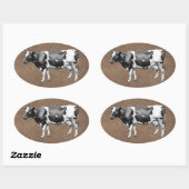 乳牛 楕円形シール (シート)