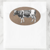 乳牛 楕円形シール (バッグ)