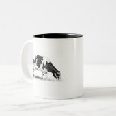 乳牛、鉛筆の芸術: 現実主義 ツートーンマグカップ (正面左)