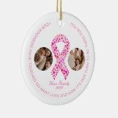 乳癌が2つの写真のコラージュをサポート セラミックオーナメント (右)